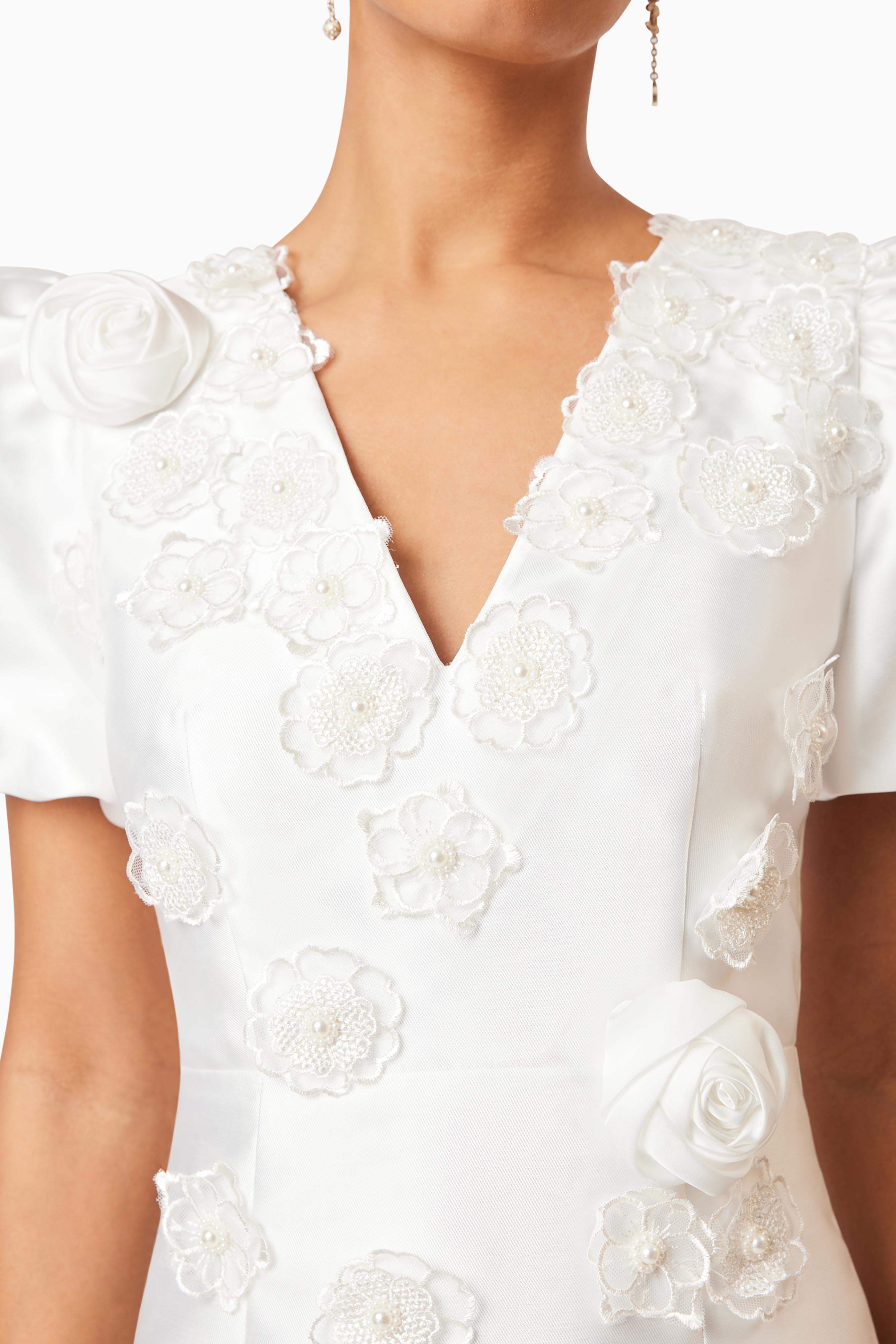 Oleander Mini Puff Sleeve Dress In White