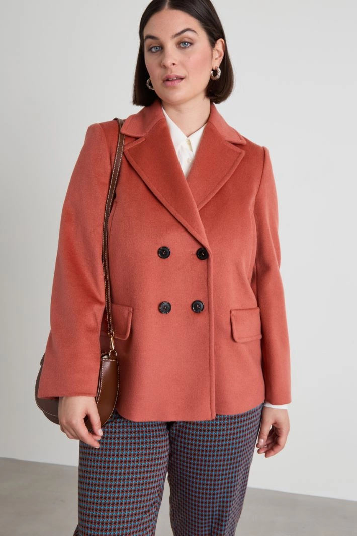 Wool drap pea coat - ANTIQUE PINK