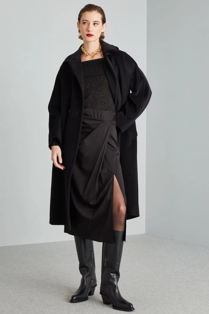 Jersey skirt with knot - BLACK