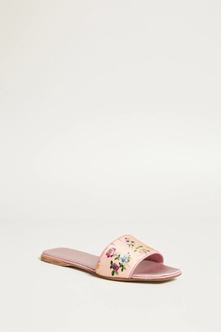 Printed silk slippers - PINK