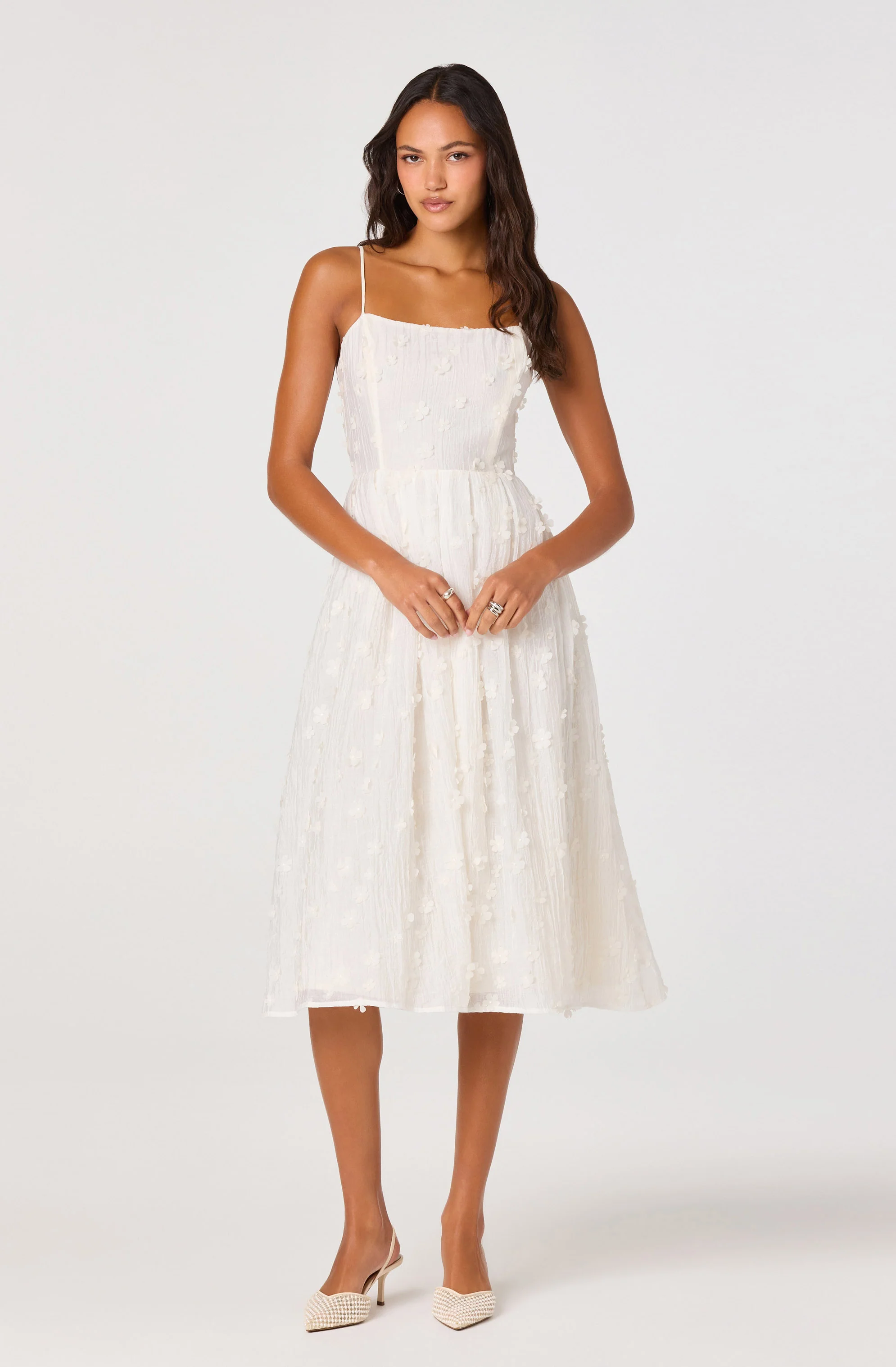 Avani 3D Floral Applique Midi Dress