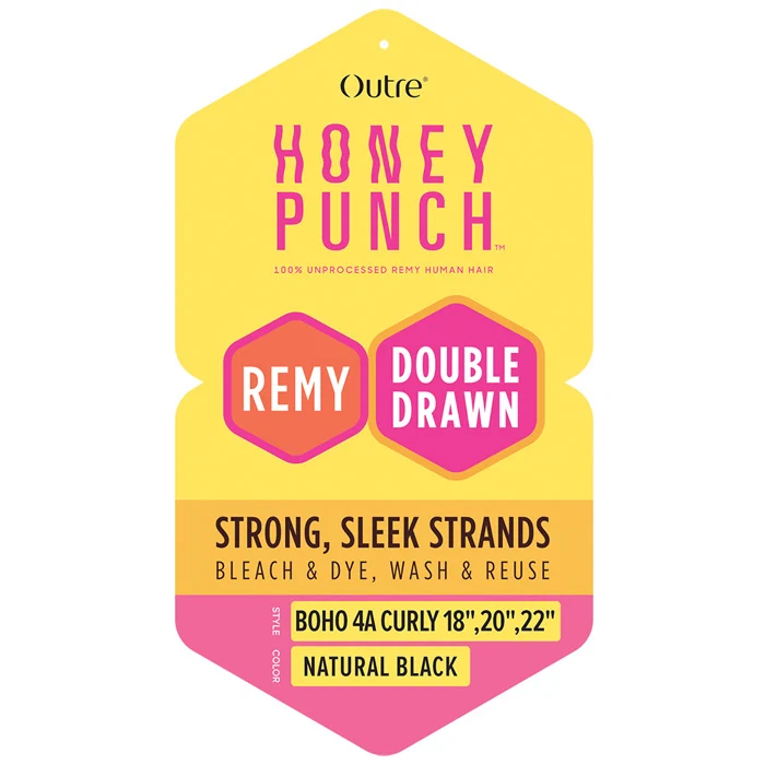 Outre Honey Punch 100% Unprocessed Remy Human Hair Weave - BOHO 4A CURLY MULTI