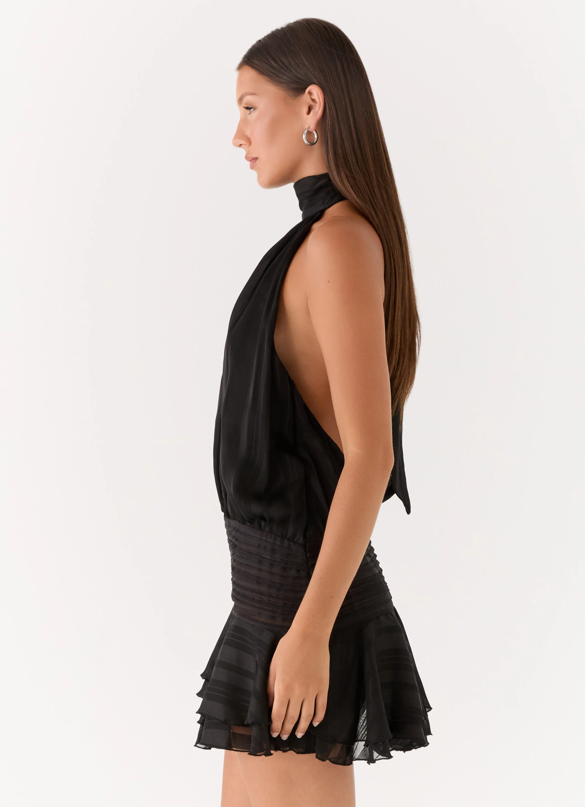 Willow Chiffon Mini Dress - Black
