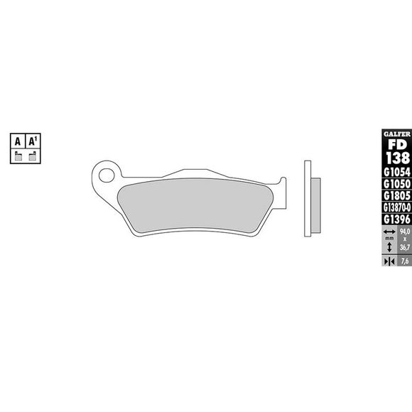 Galfer Sinter Metal Racing Brake Pads Front/Rear (Depending on Model)Ref: Fd138G1396