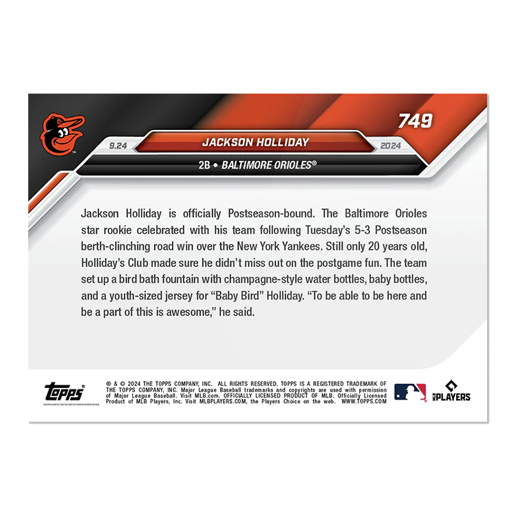 Jackson Holliday - 2024 MLB TOPPS NOW® Card 749