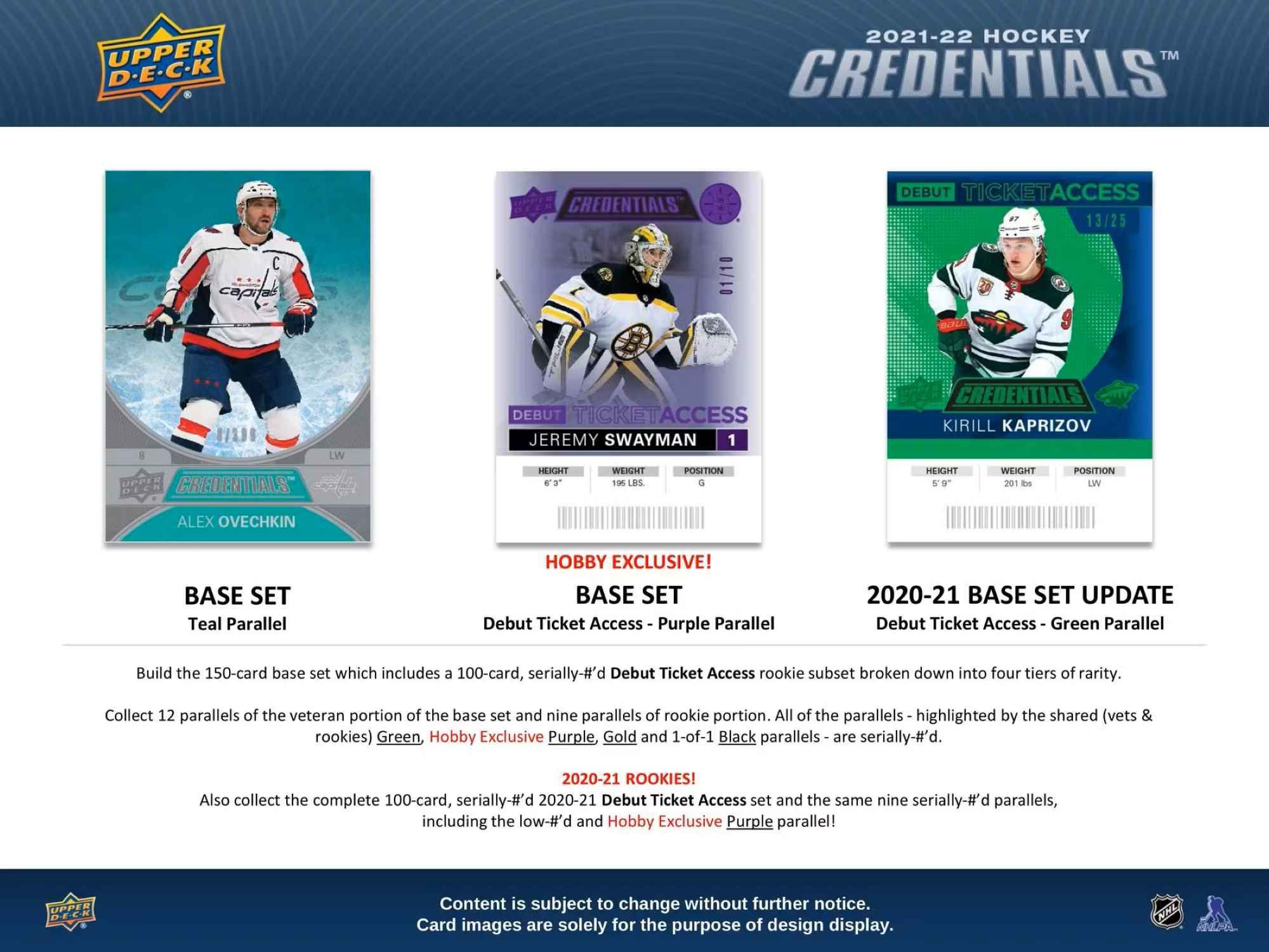 2021/22 Upper Deck Credentials NHL Hockey Hobby Box