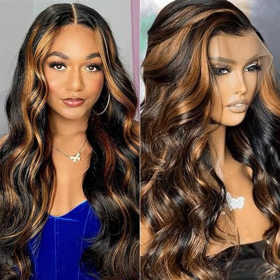 Glueless 6x5 Pre-Cut Lace Highlight #30 Colored Easy-Wear Body Wave Human Hair Wig