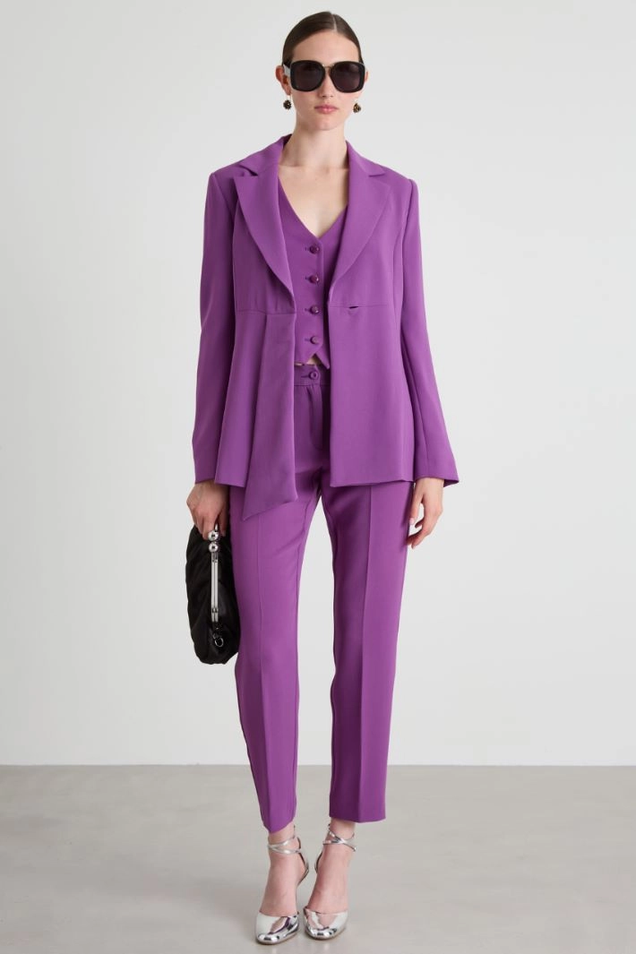 Belted blazer in crepe fabric - VIOLET