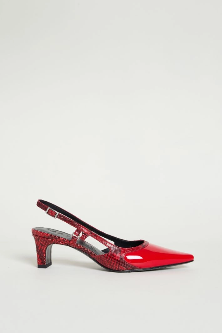 Leather slingbacks - RED BLACK