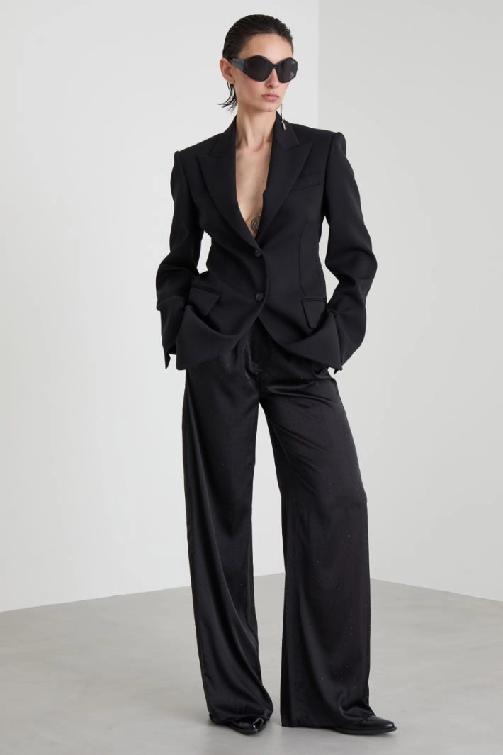 Slim-fit stretch wool blazer - BLACK