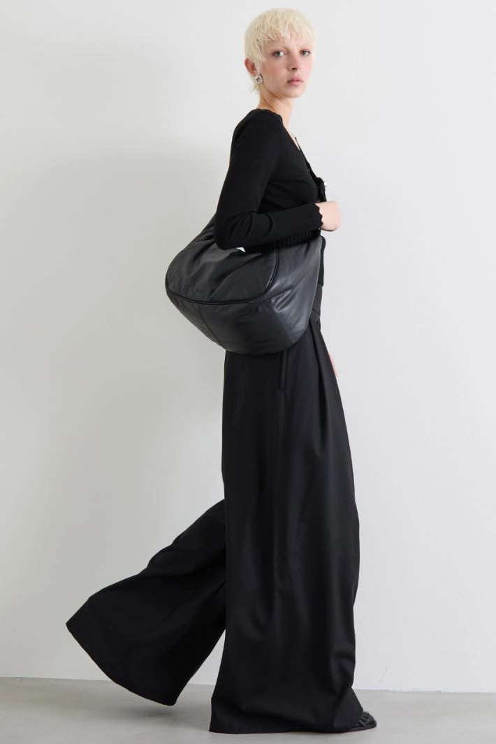 Knitted peplum trousers - BLACK