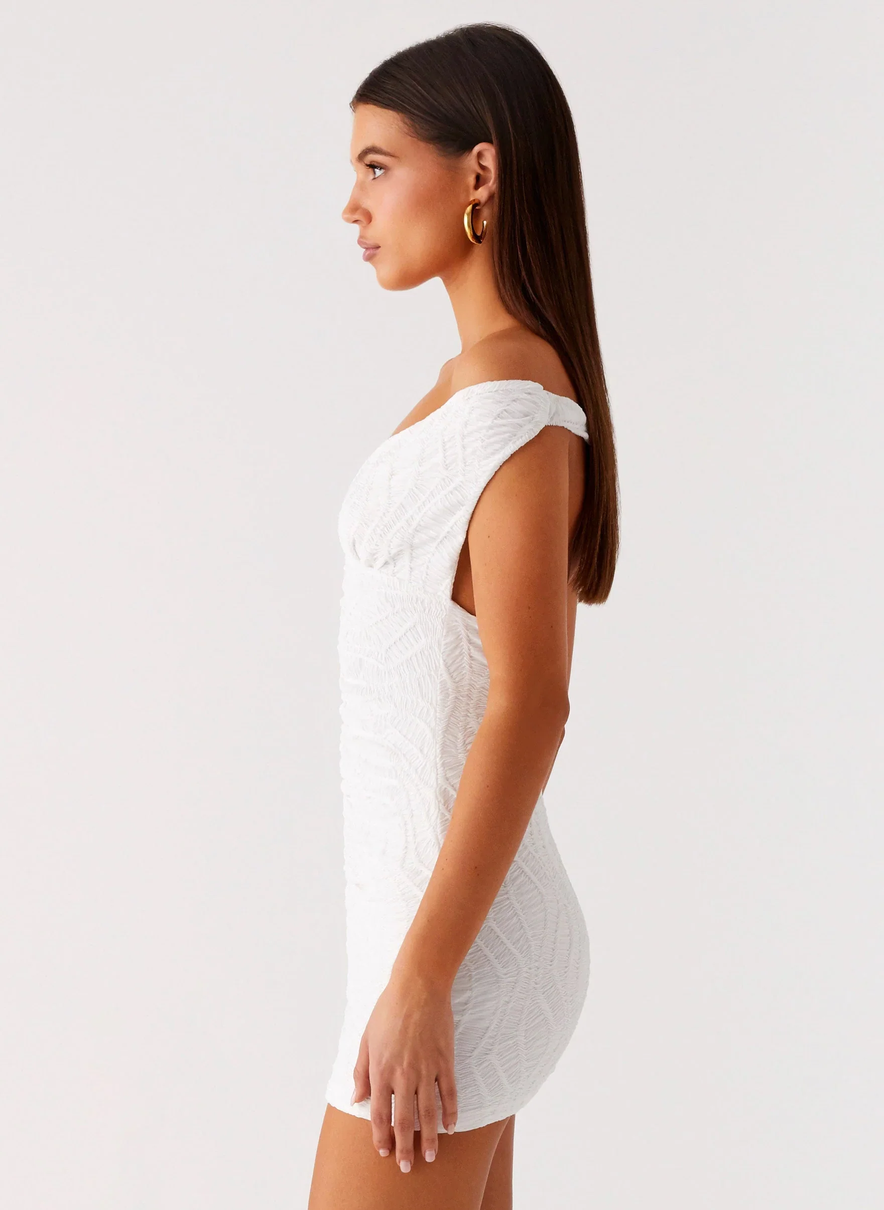 Takoda Off Shoulder Mini Dress - White
