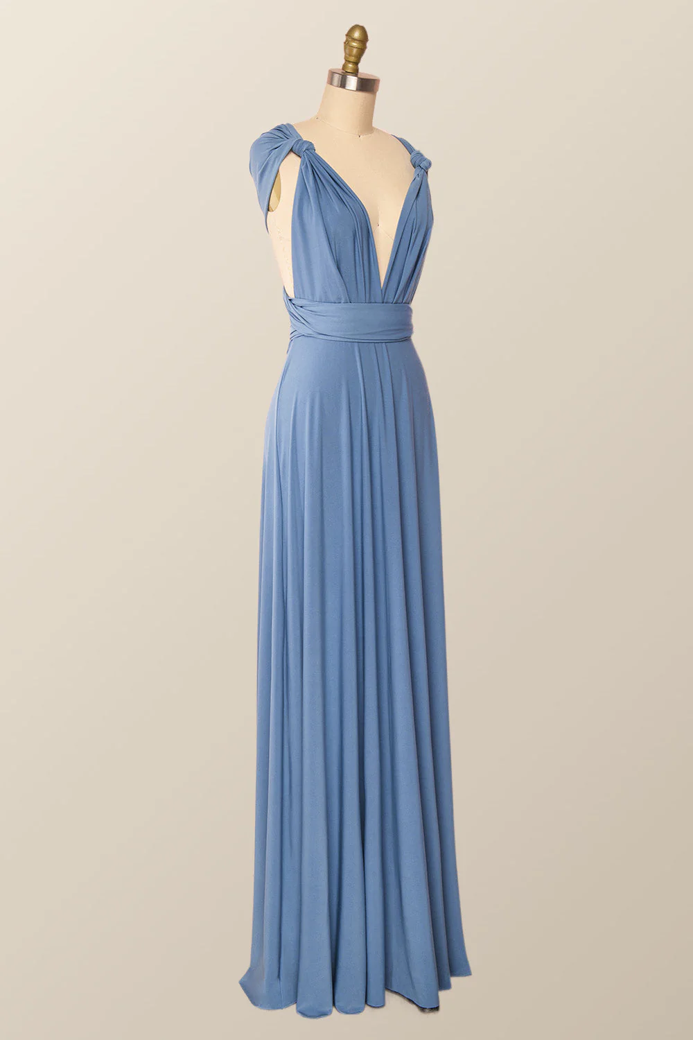 Blue Convertible Long Party Dress
