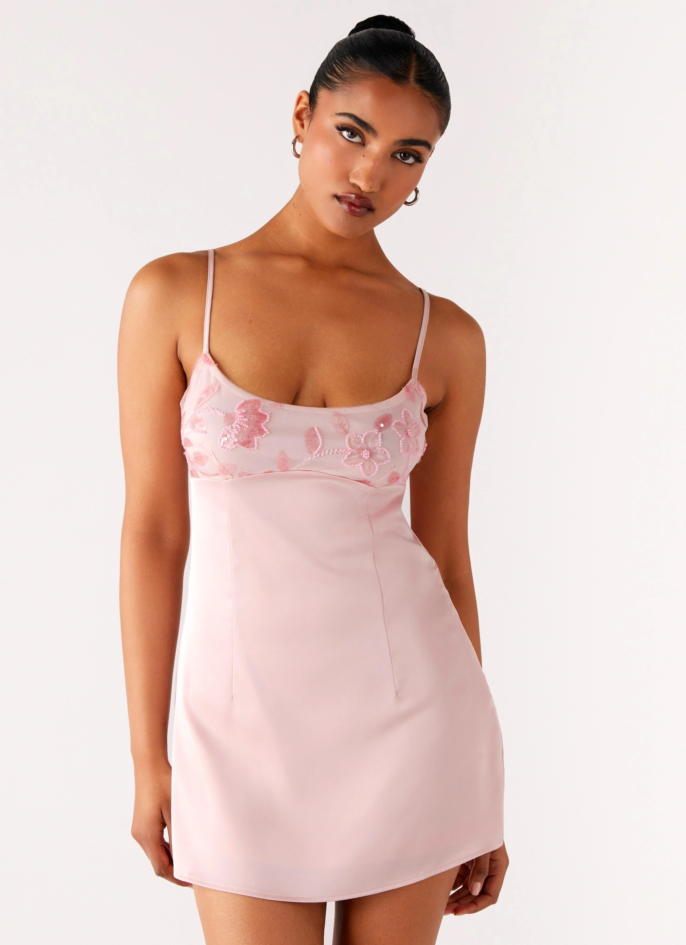 Zion Beaded Micro Mini Dress - Pink