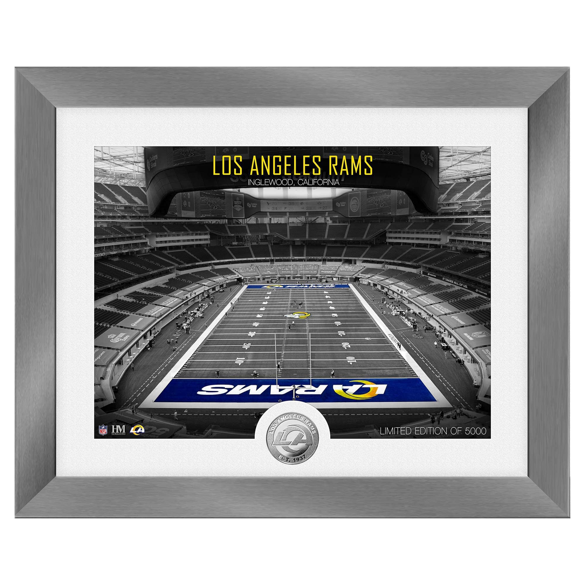 Los Angeles Rams Art Deco Stadium Silver Coin Framed NFL Photo