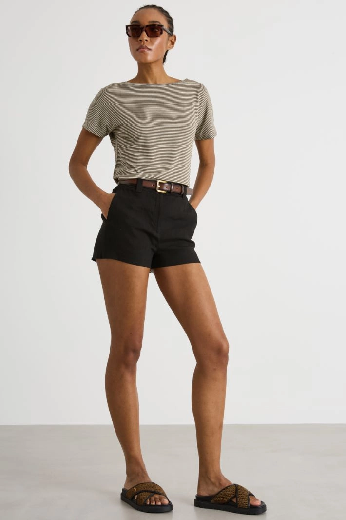 Fitted T-shirt - BEIGE BROWN