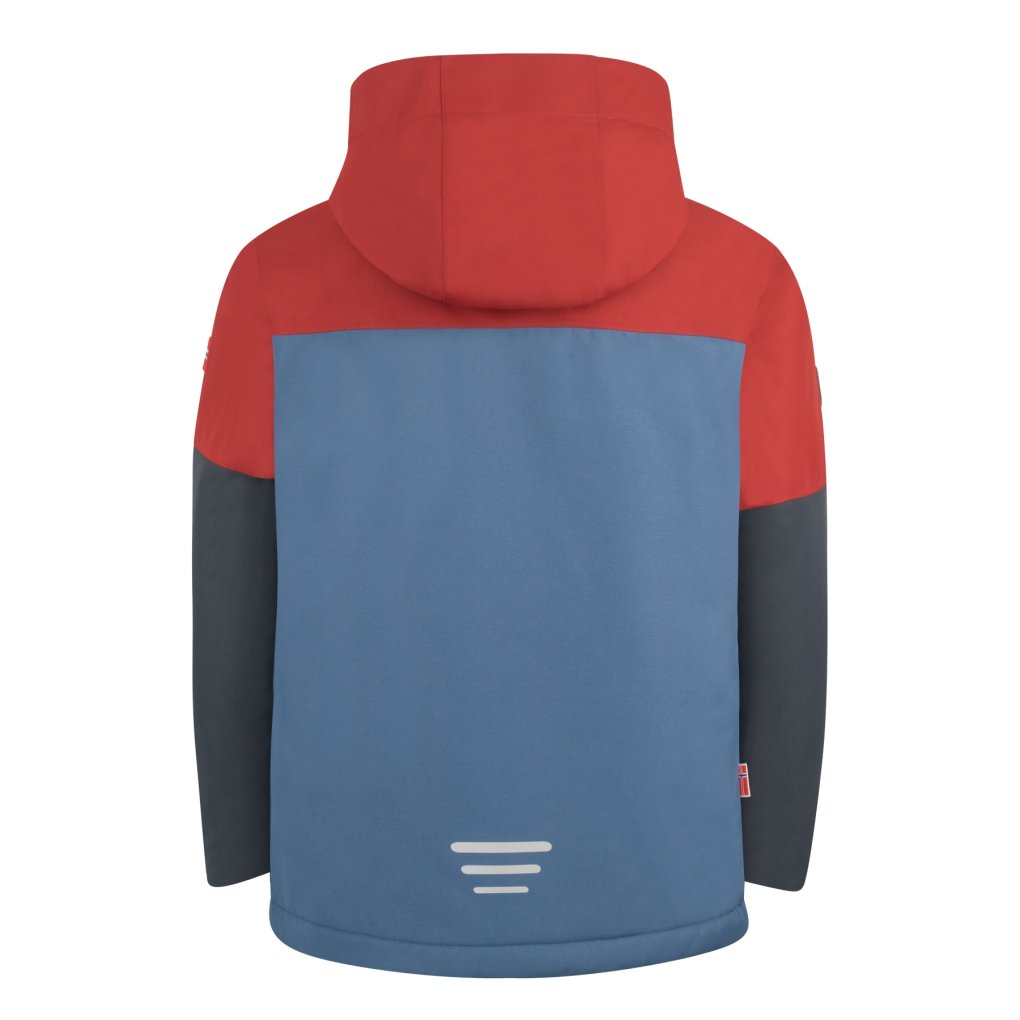 Trollkids Eikedalen Jacket Kids - Carmin Red/Mystic Blue/Glow Green