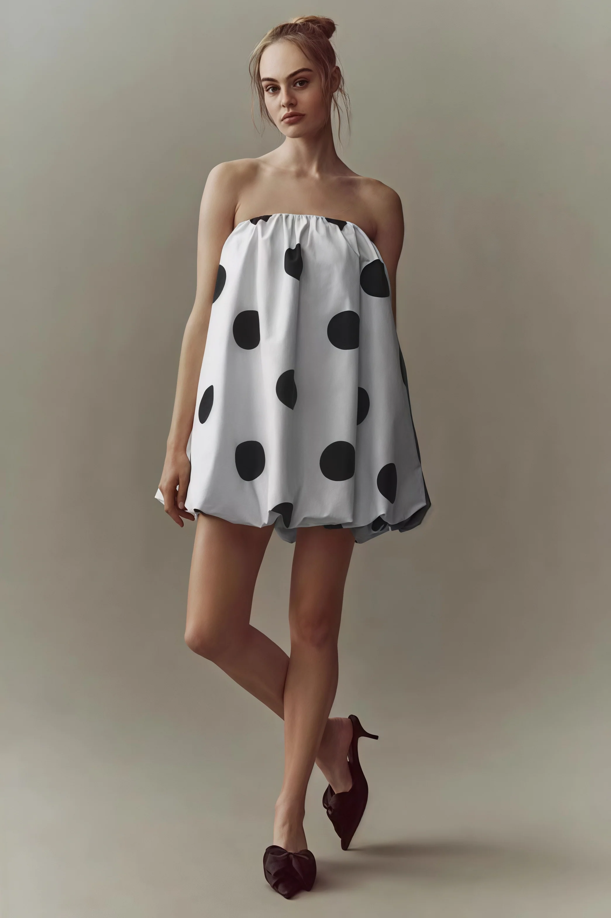 Sexy Polka Dot Print Tube Top Mini Dress