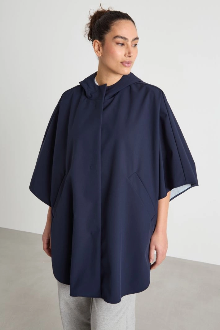 Canvas and jersey cape - BLUE