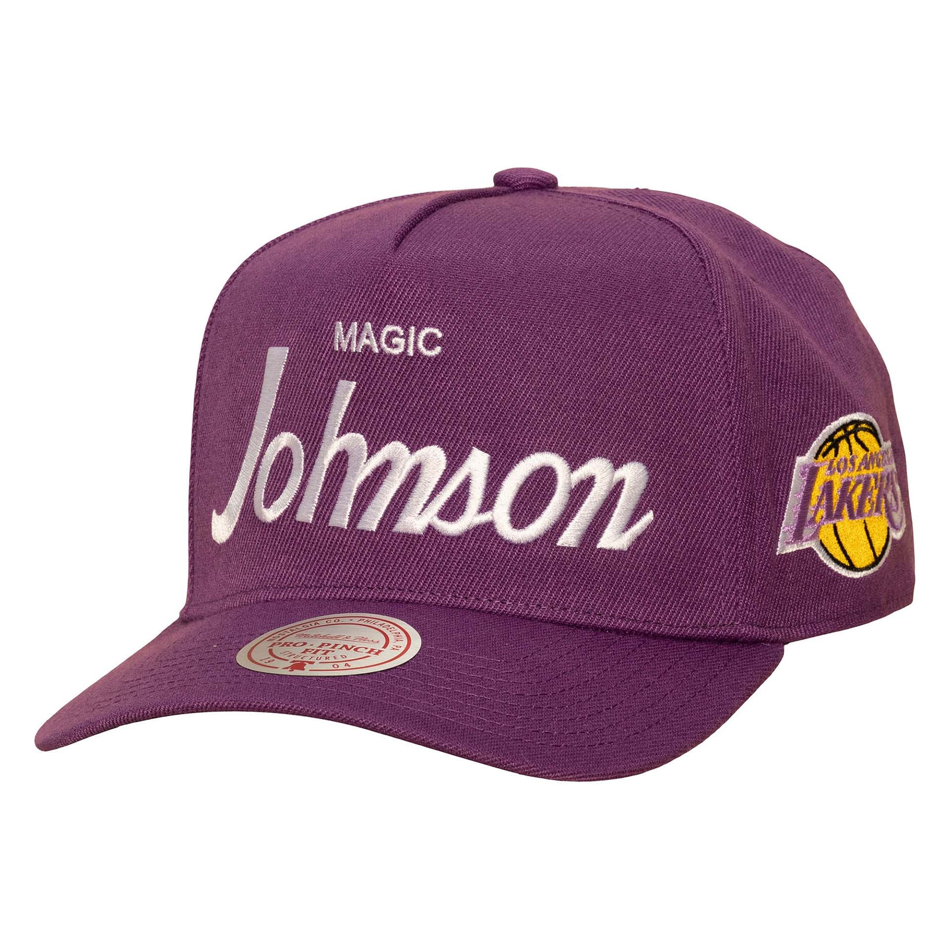 Magic Johnson Los Angeles Lakers Pro Pinch Snapback NBA Cap Purple