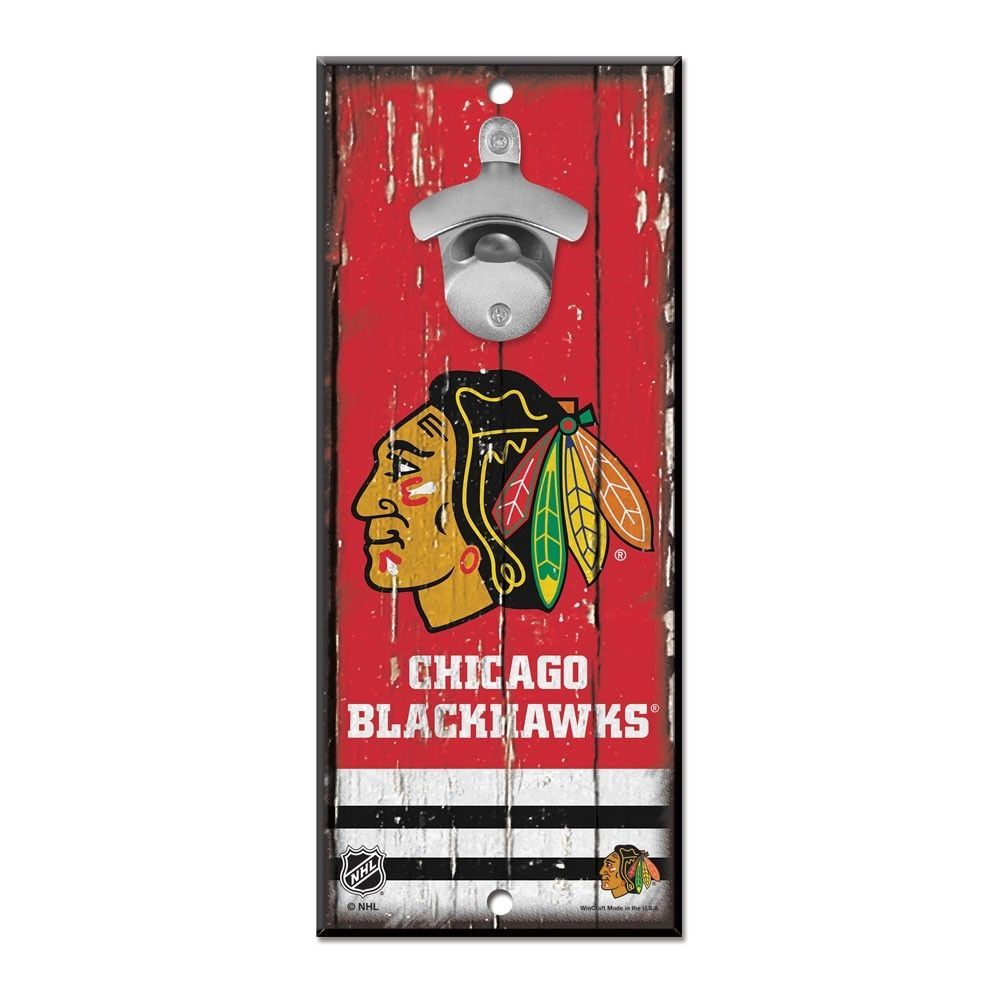 Chicago Blackhawks NHL Bottle Opener Sign