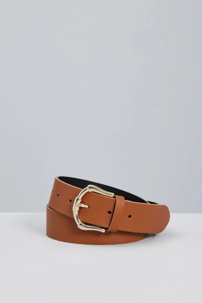 Hammered leather belt - LEATHER GOLD