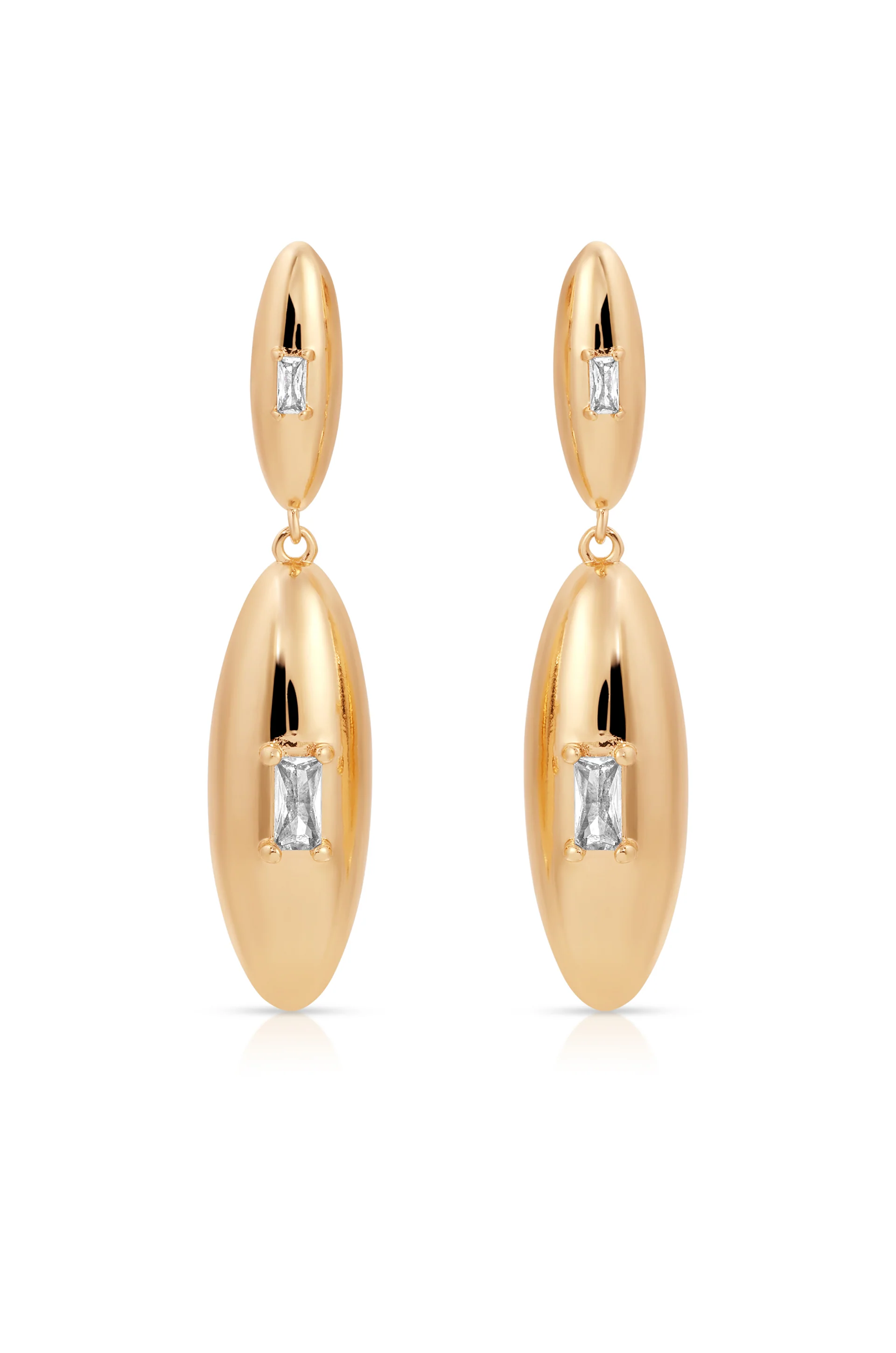 Oval Dome Double Drop Earrings