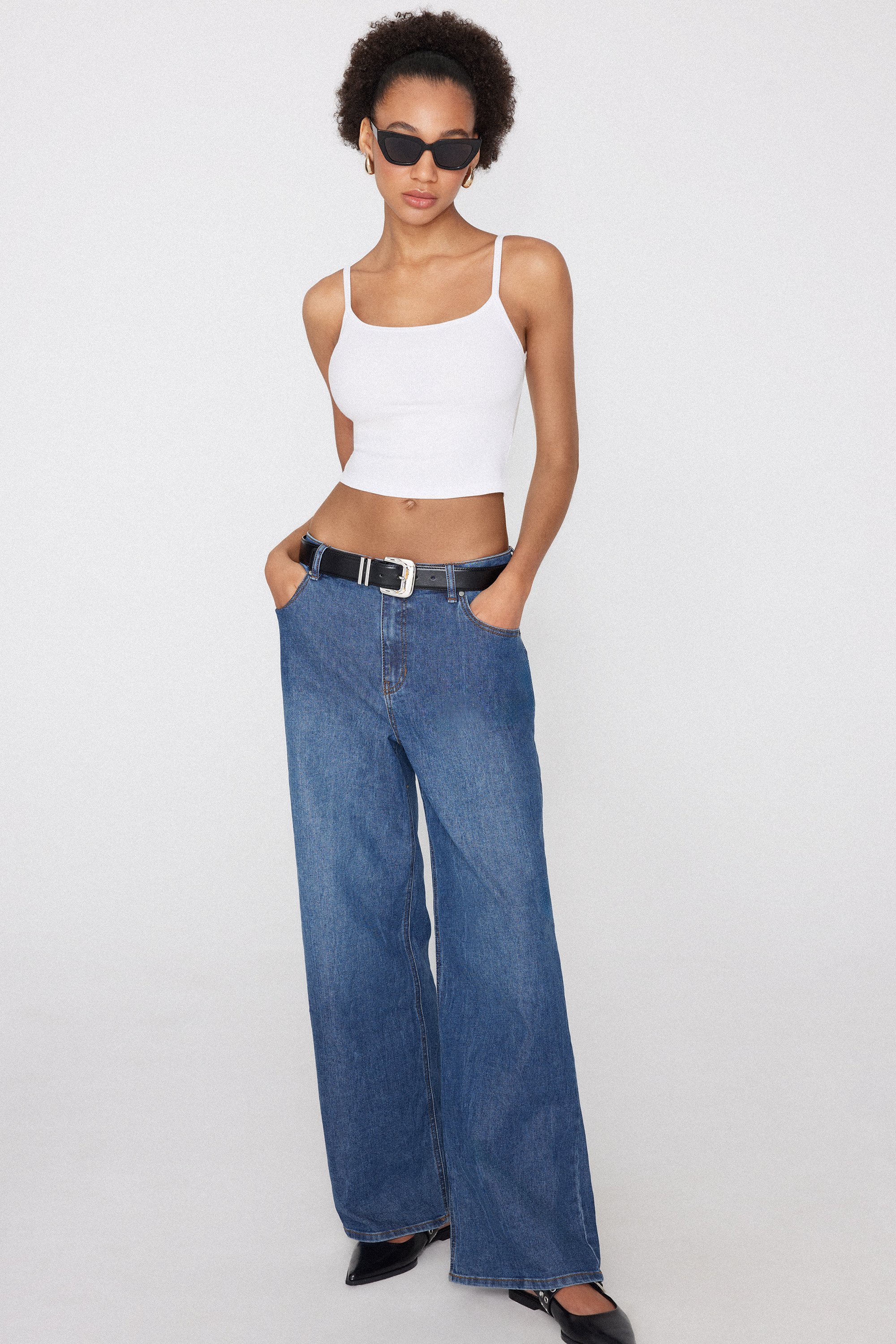 Ribbed Cotton Crop Top with Thin Straps