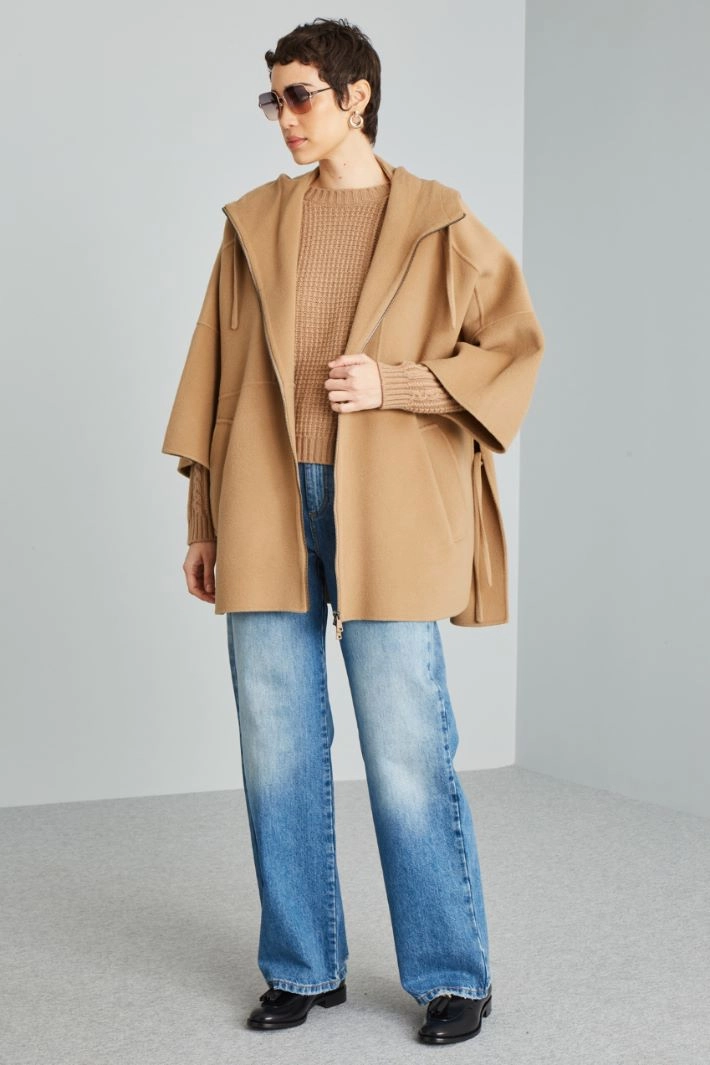 Slit-detailed jacket - CAMEL