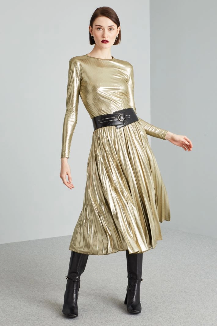 Laminated  jersey skirt - GOLD OLIVE