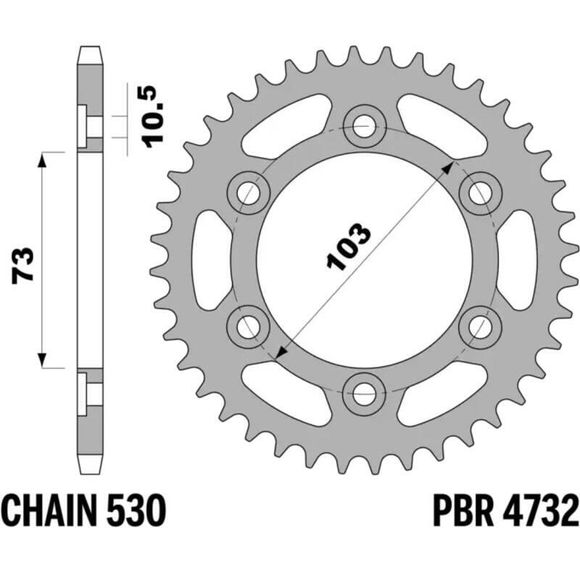 Couronne PBR acier standard - 525 43 dentsRef : PBR01642A / 1151542001