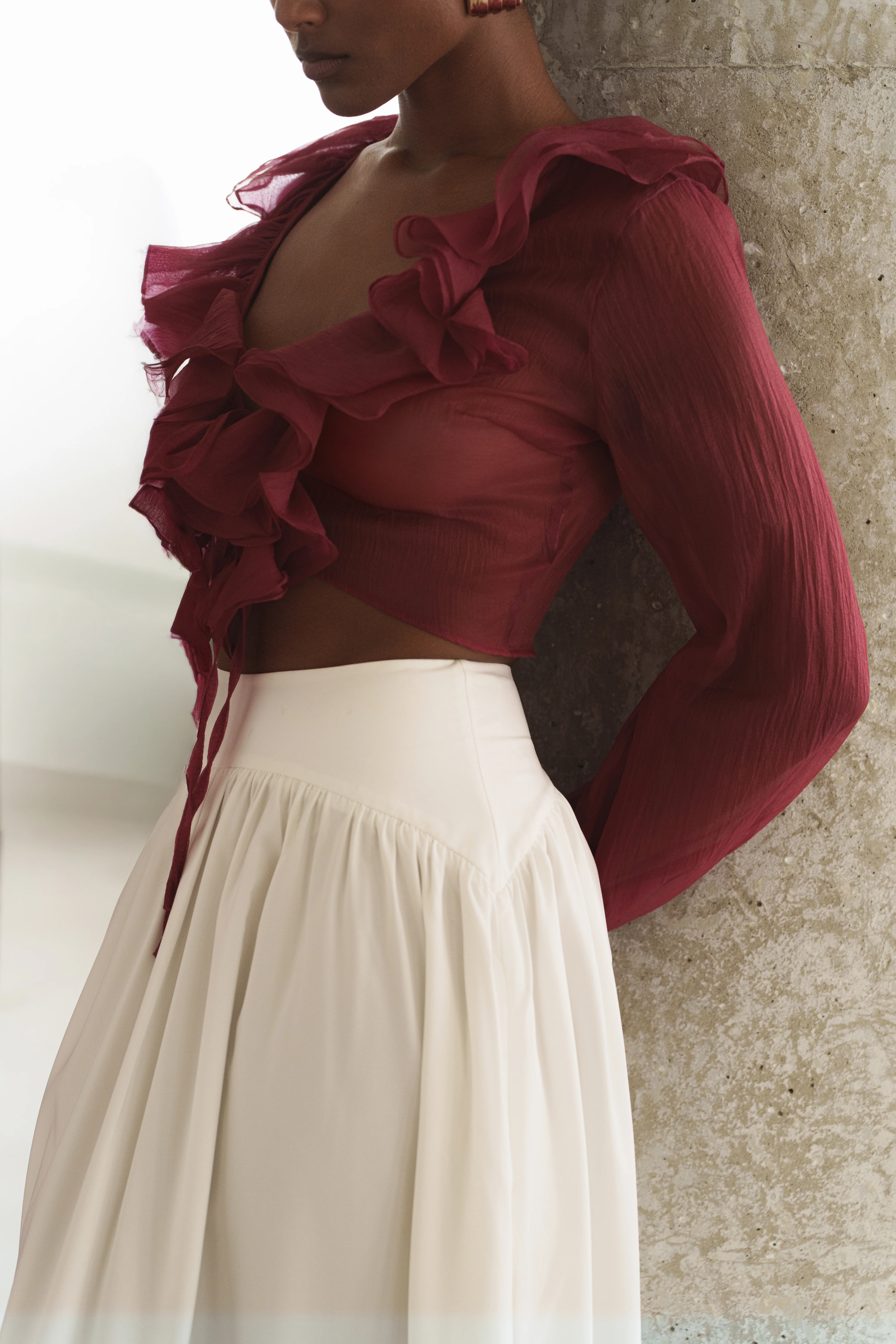 Berry Delilah Ruffled Top