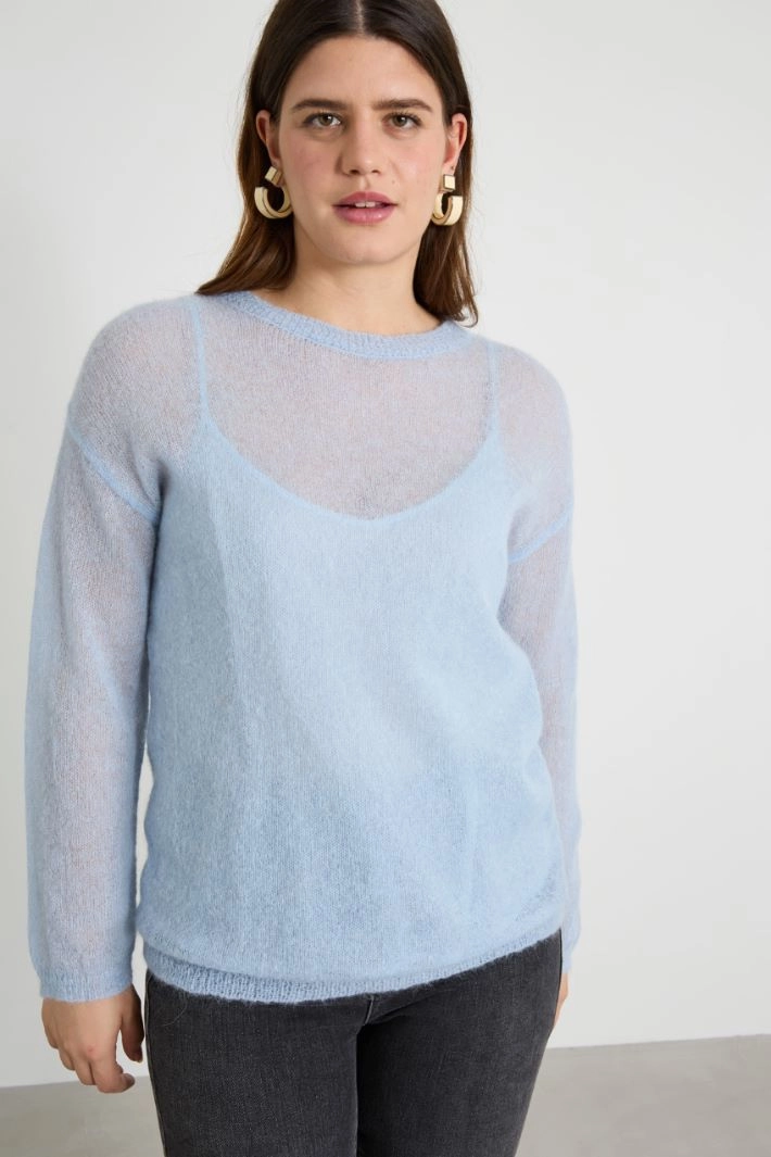 Alpaca and mohair sweater - PASTEL LIGHT BLUE
