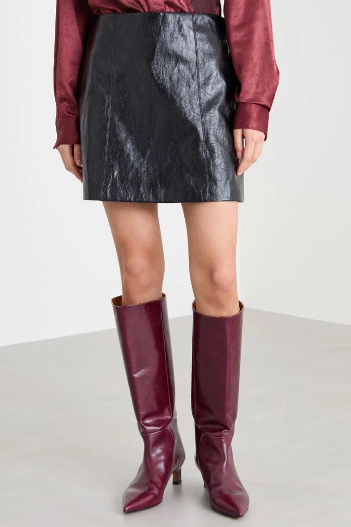 A-line coated jersey skirt - BLACK