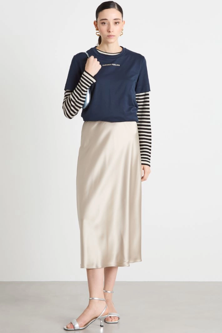 Side-slit jersey T-shirt - BLUE