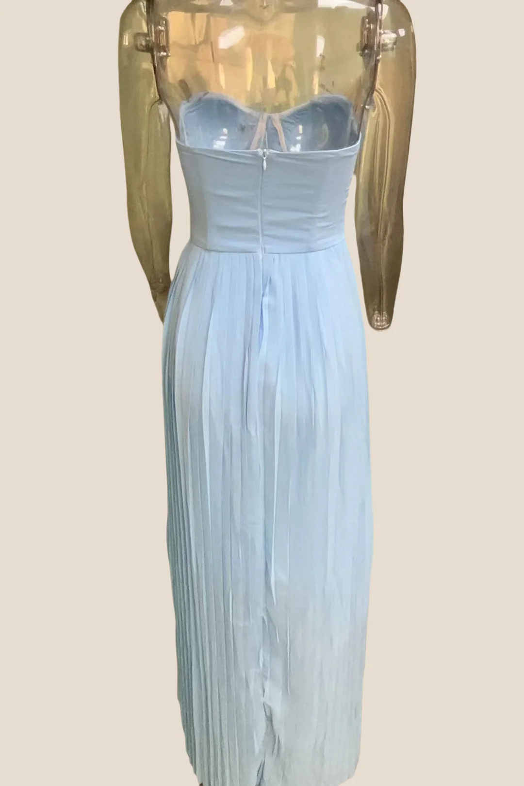 Bustier Blue Pleated A-line Long Dress
