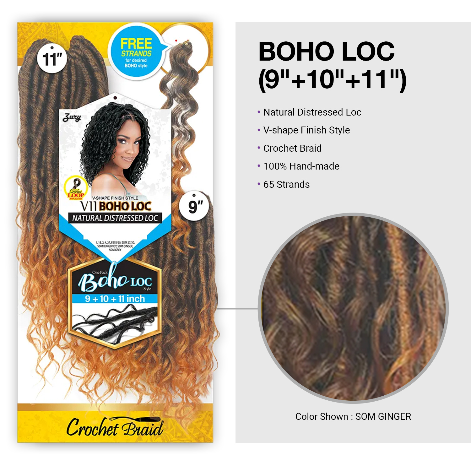 Royal Zury Crochet Braids V-shape Finish Style V11 Boho Loc (9