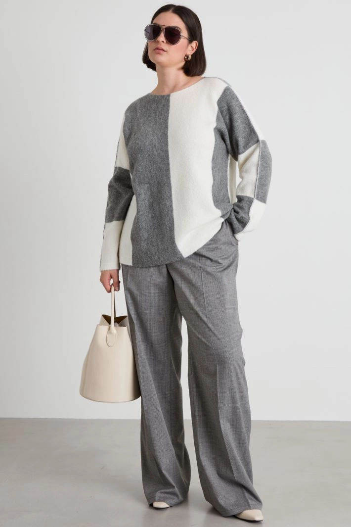 Yarn-dyed straight leg trousers - GREY