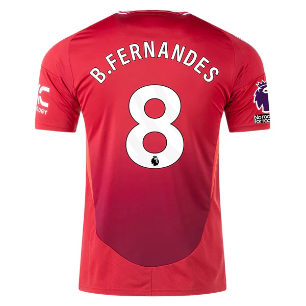 Manchester United Bruno Fernandes Home Jersey w/ EPL + No Room For Racism 24/25 (MUFC Red)