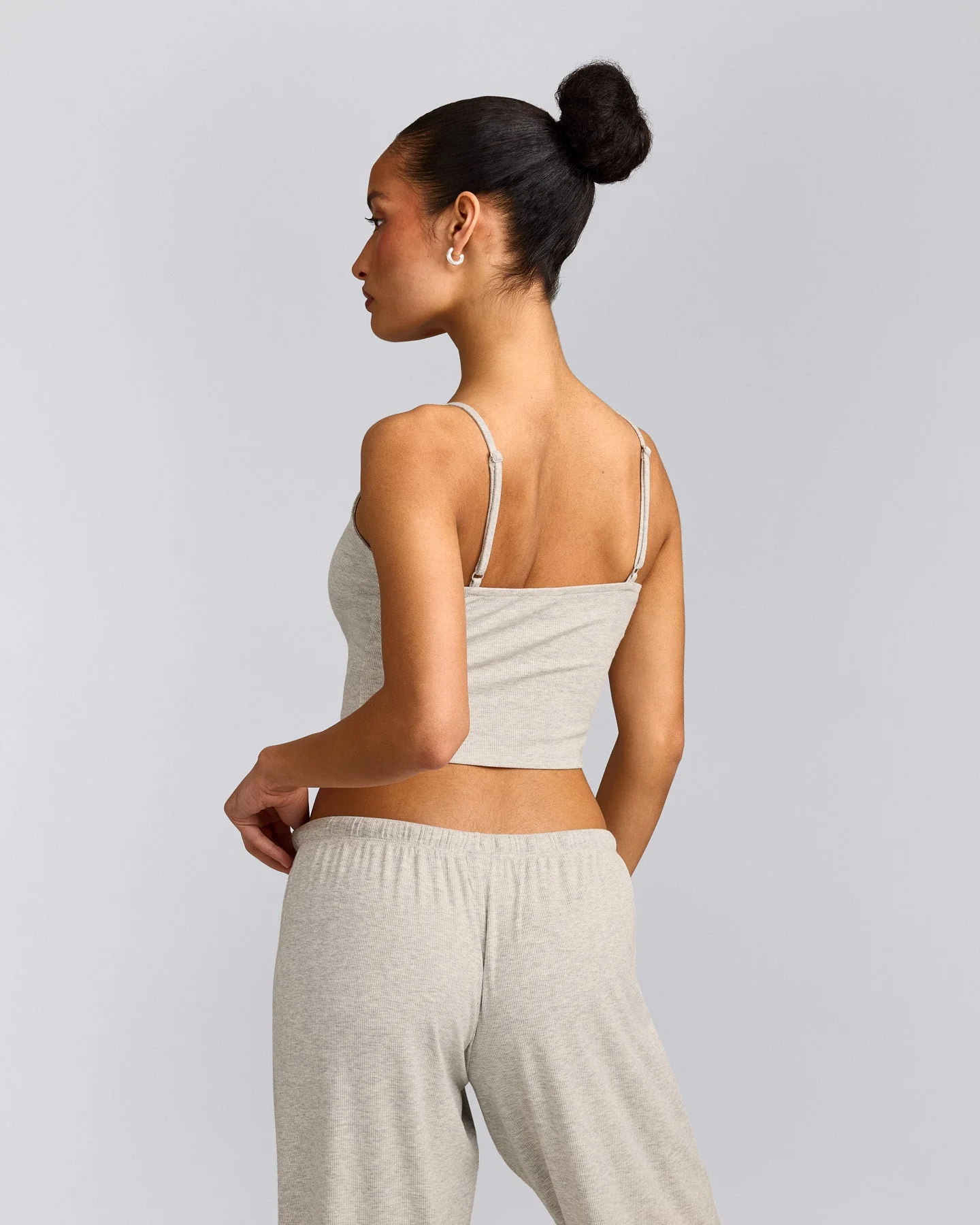 Oner At Home Night Strappy Mid Vest | Oat Marl