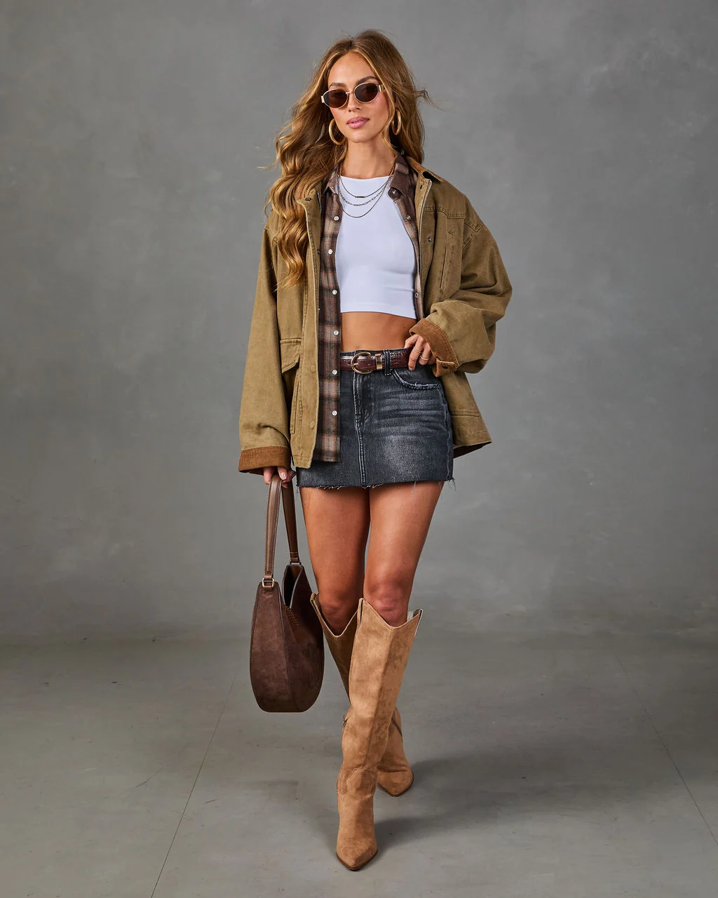 Dannie Denim Frayed Hem Mini Skirt