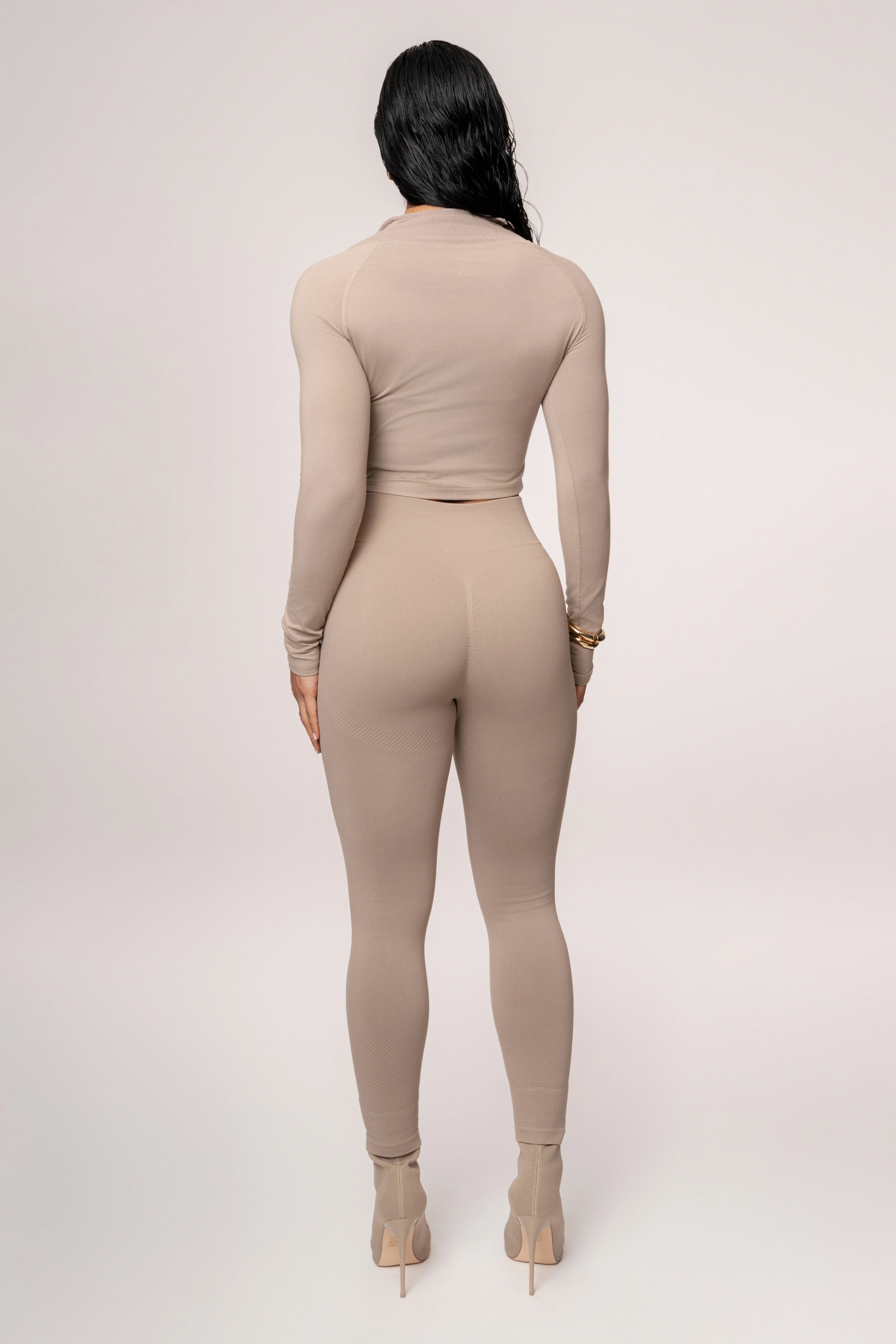 Beige Momentum Ribbed Top
