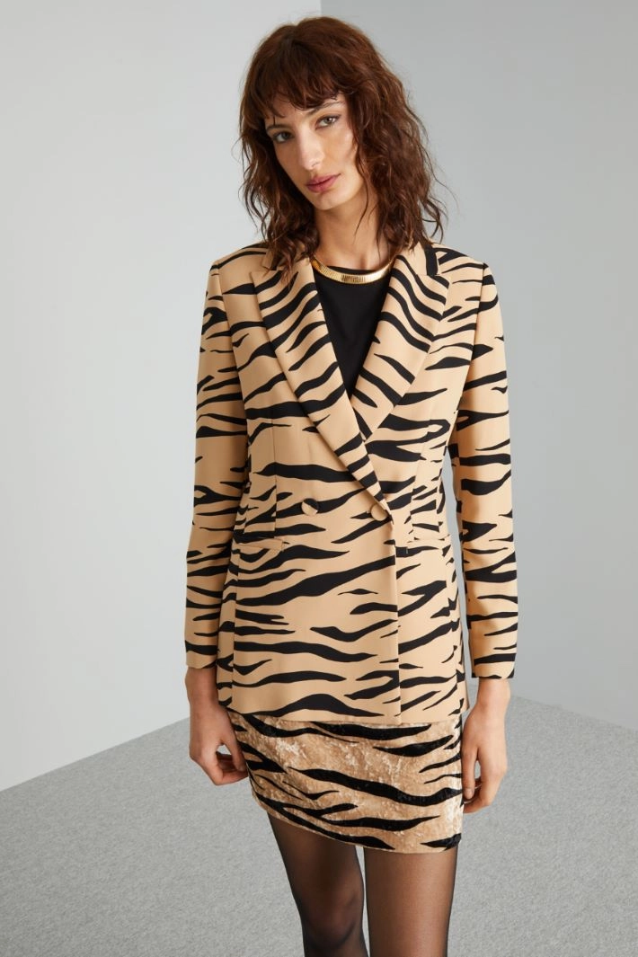 Patterned blazer - BISCUIT BLACK