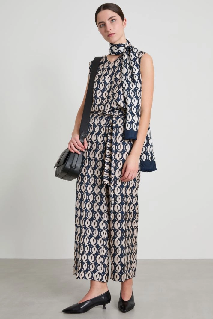 Printed twill trousers - BLUE