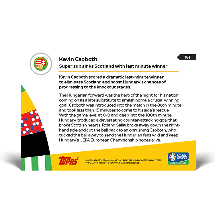Kevin Csoboth - Super sub sinks Scotland with last minute winner - EURO 2024 TOPPS NOW® Card 24