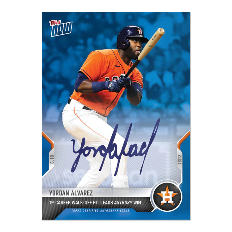 On-Card Auto # to 49 - Yordan Alvarez - 2021 MLB TOPPS NOW® Card 378B