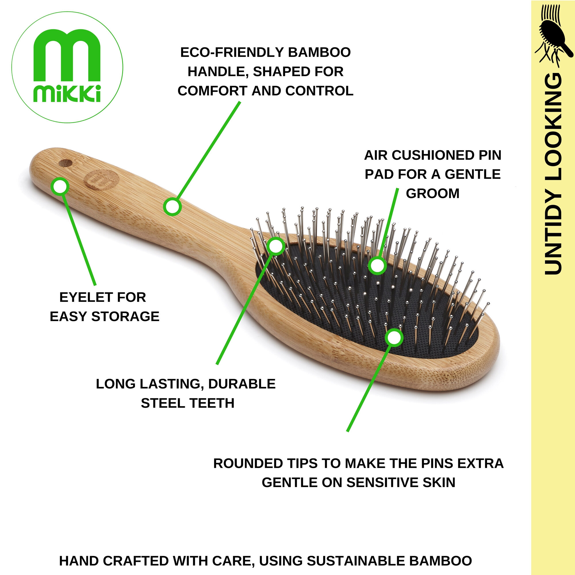Mikki Bamboo Ball Pin Brush - Large