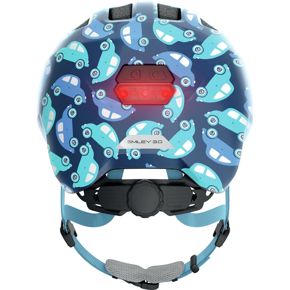 ABUS Smiley 3.0 LED Kids Helmet - blue car