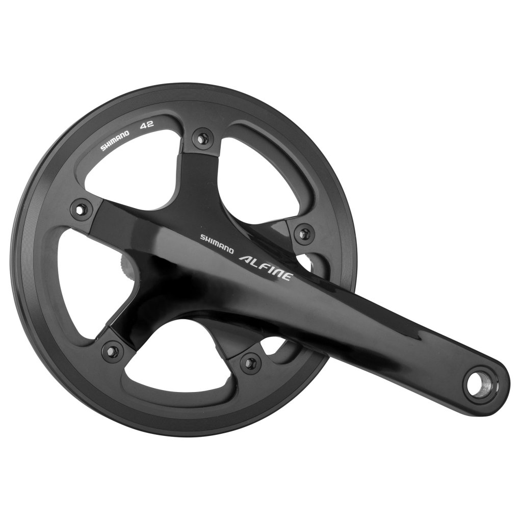 Shimano Alfine FC-S501 Crankset with SM-BB4600 Bottom Bracket - Outer + Inner Chain Guard - black