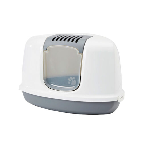 Savic Nestor Corner Litter Box - White/Grey - 58,5 x 45,5 x 40 cm